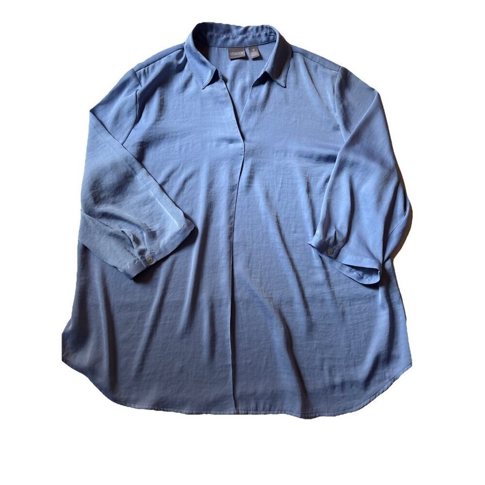 chicos size 3 Light Blue Blouse Lightweight Beachy